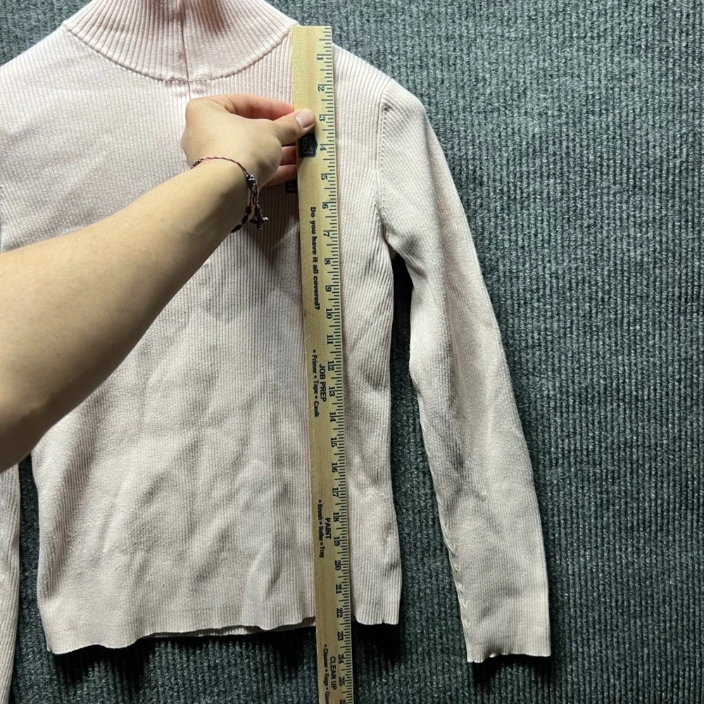 Polo Jeans Co Ralph Lauren Sweater Womens Large Pink Quarter Zip Ribbed Vintage - Picture 2 of 7